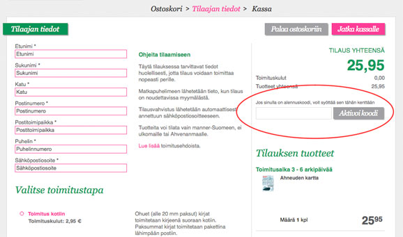 Kuinka käytän alekoodia 